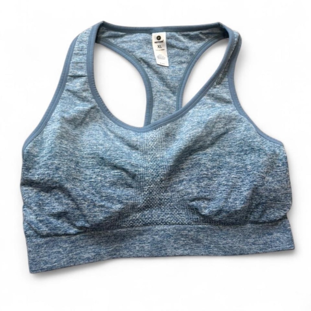 90 Degrees by Reflex Blue Heathered Seamless Racerback Sports Bra, Women's Sz XL